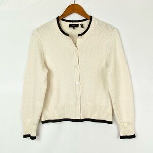 Theory‎ Textured Cotton Contrast Tipped Cardigan Merino Wool Cotton Size Medium